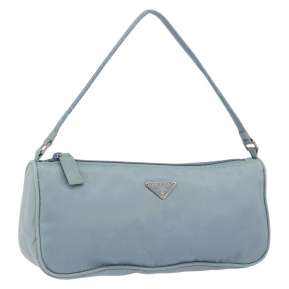 PRADA Handbags - PRADA Accessory Pouch Nylon Light Blue Silver Auth 151268